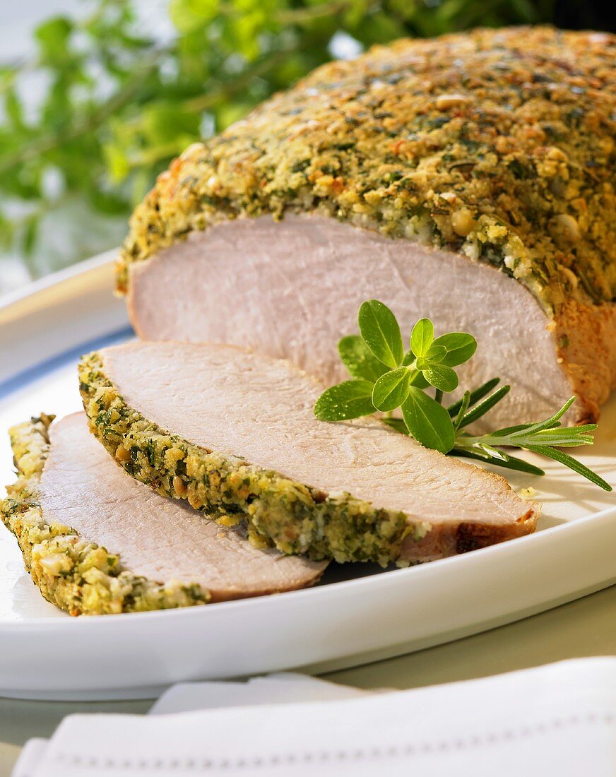 Saddle of pork with a herb crust