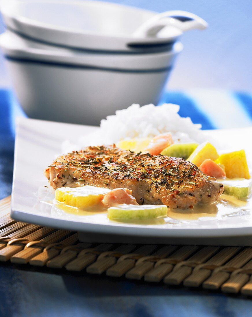 Turkey steak with exotic fruits