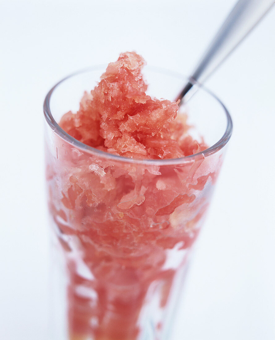 Crushed grapefruit sorbet in a glass
