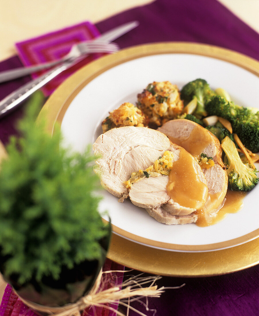 Stuffed turkey with broccoli