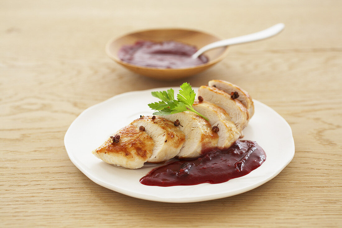 Chicken breast with plum sauce