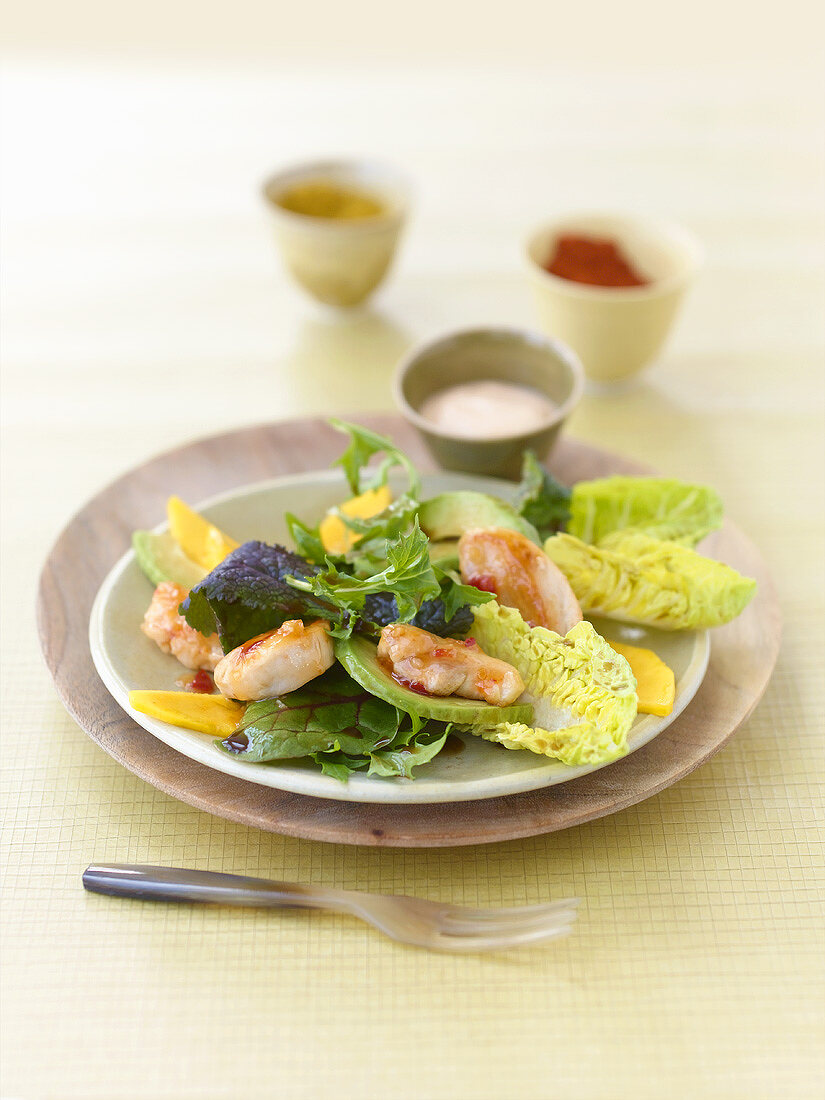 Chicken and mango salad with curry sauce