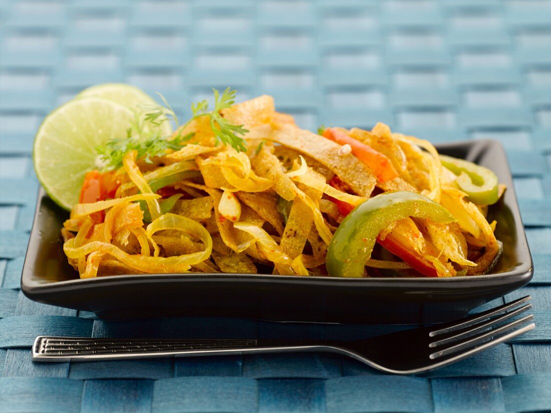 Chapati noodles with vegetables (India)