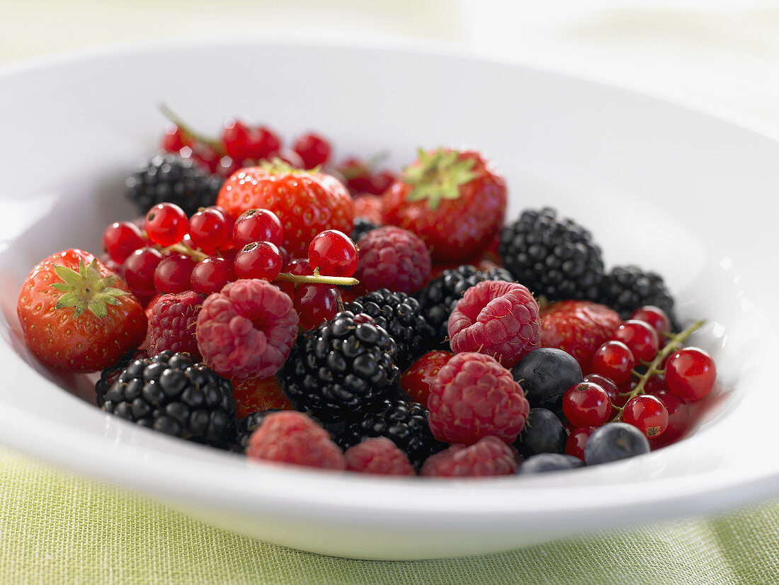 Ein Teller mit gemischten Beeren