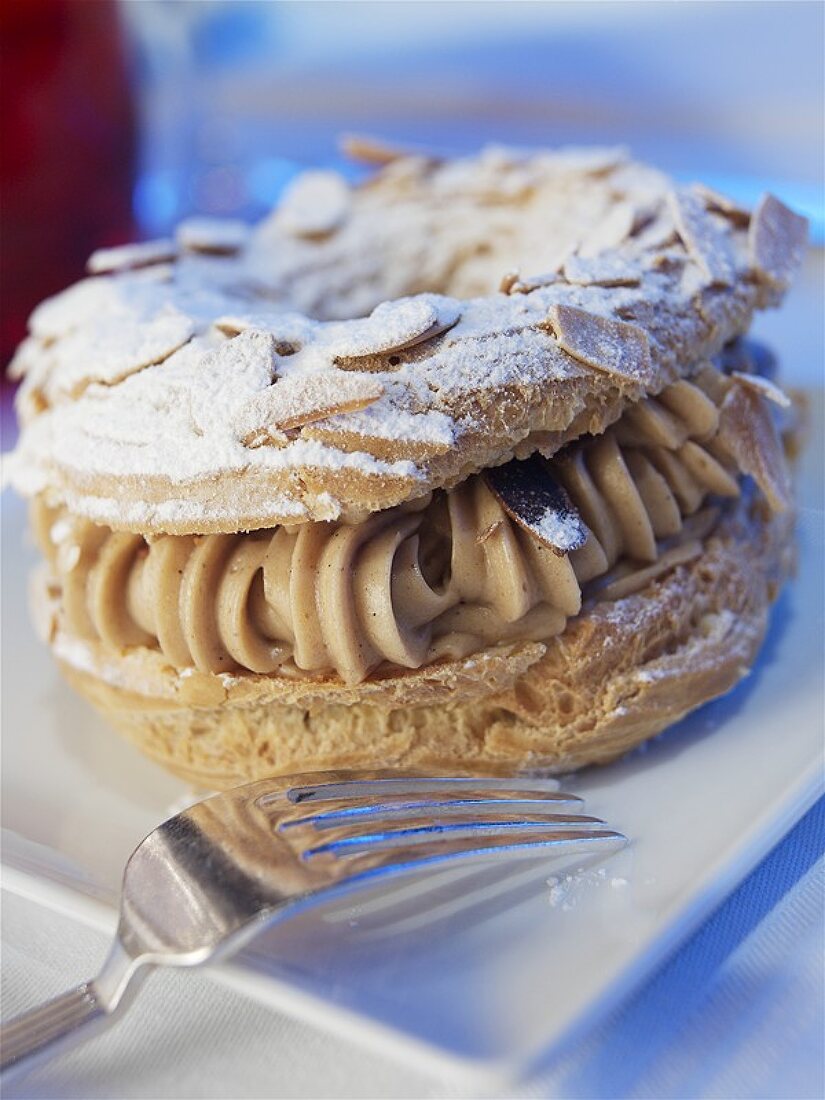 Paris Brest (Choux pastry filled with mocha cream)