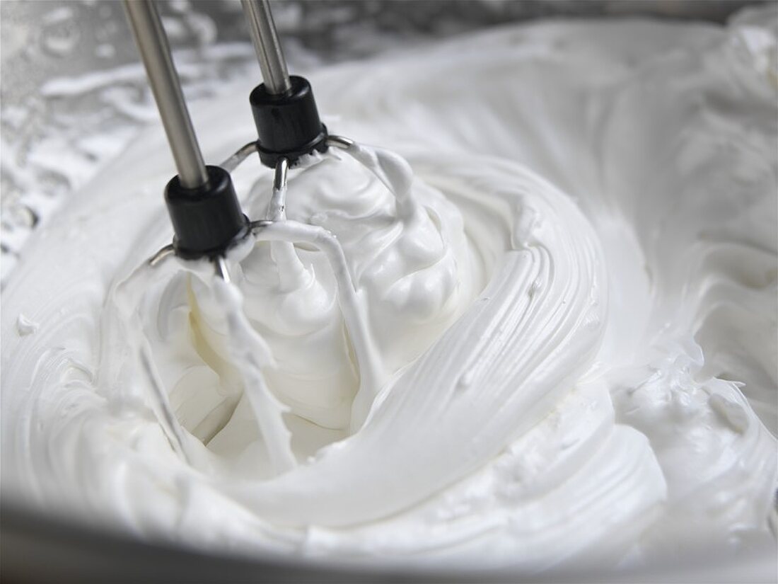Beating egg white with an electric whisk