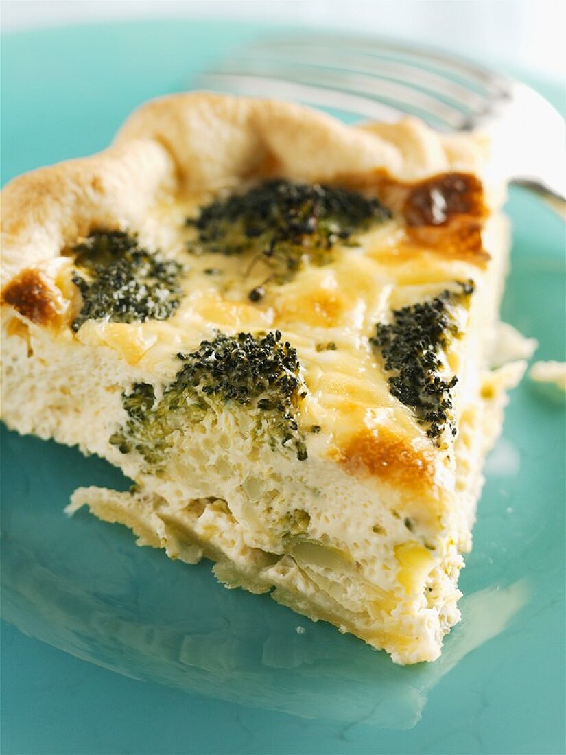 A piece of broccoli quiche