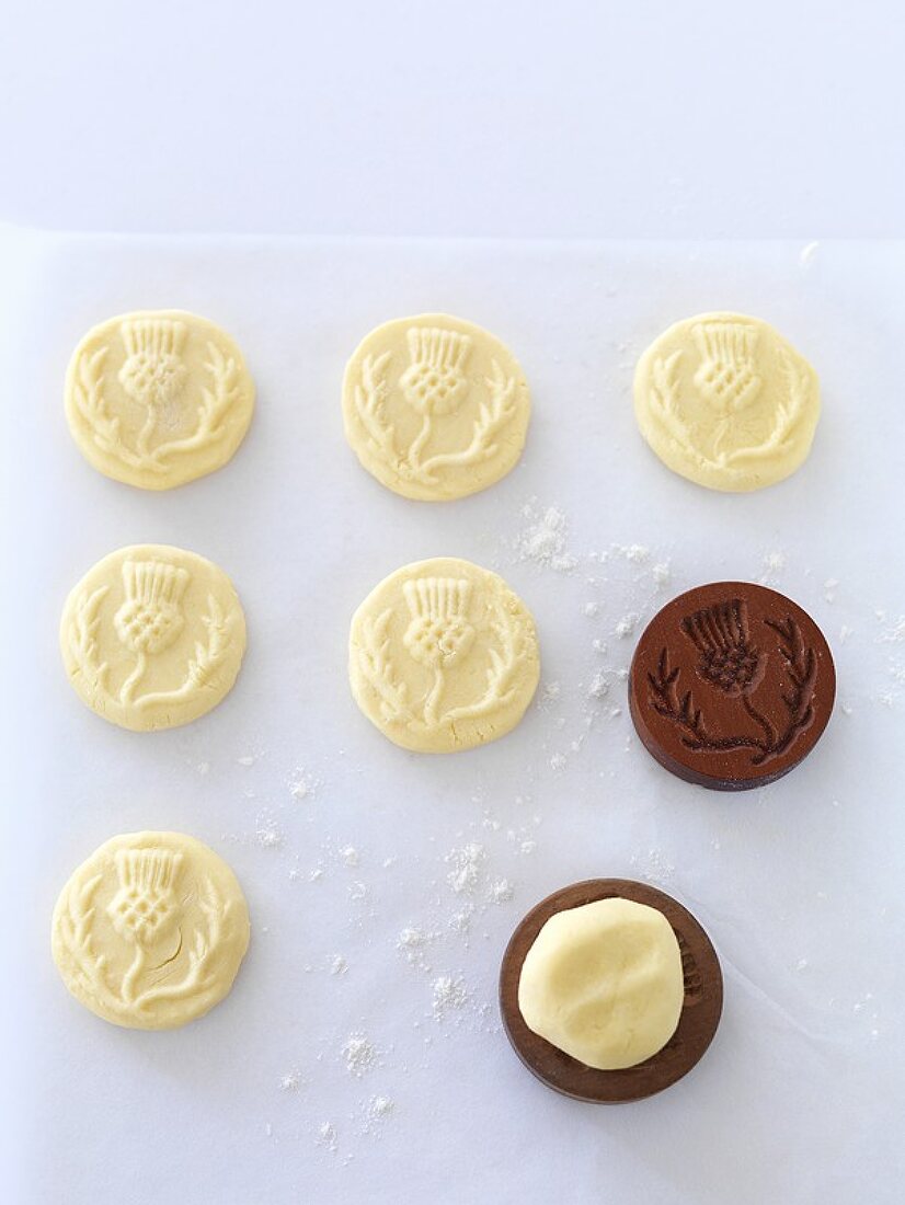 Shortbread formed with a wooden mould