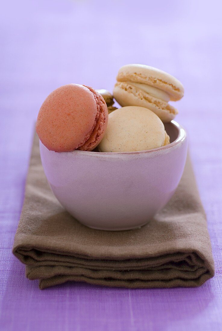 Filled macarons in a bowl