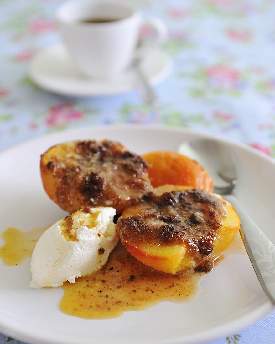 Grilled peach with amaretti butter