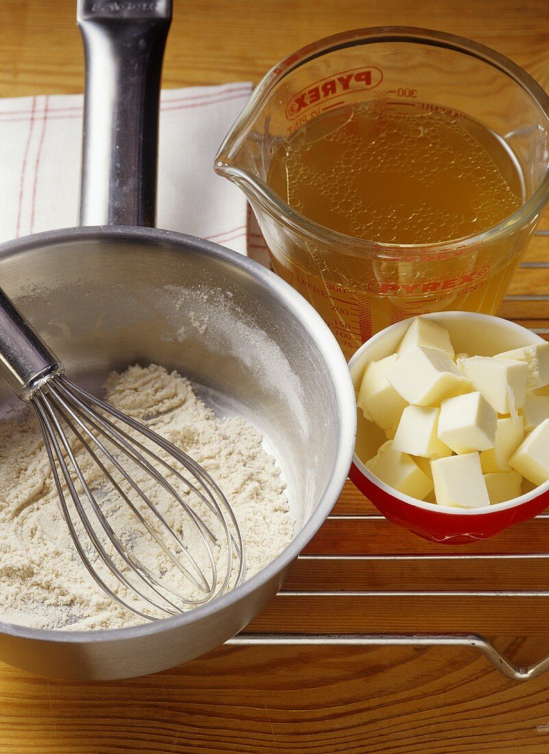 Ingredients for roux with stock