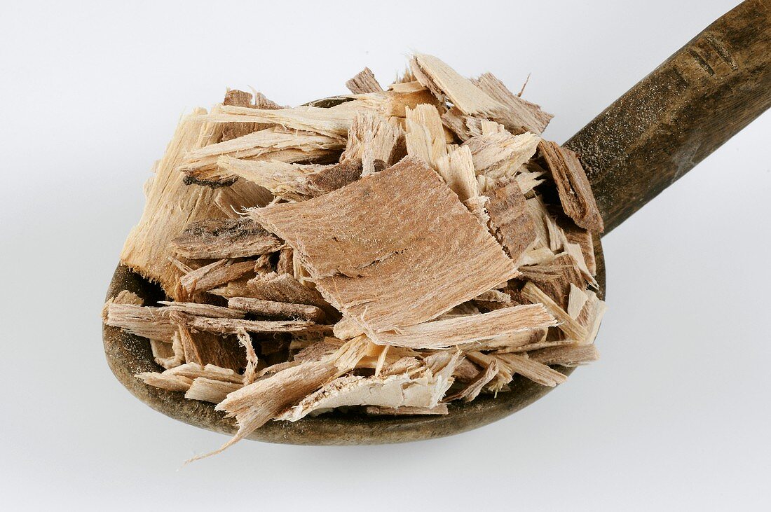 Soap bark (Panama bark) on a wooden spoon