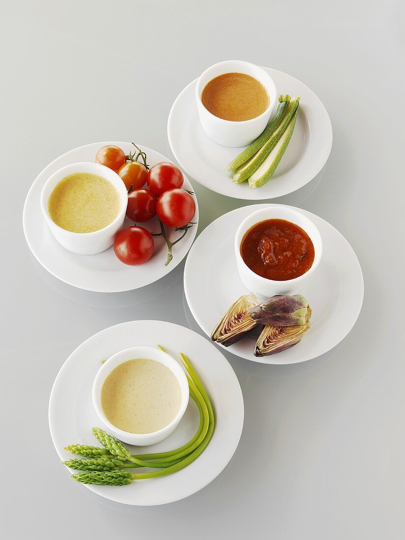 A selection of cold appetisers with dips