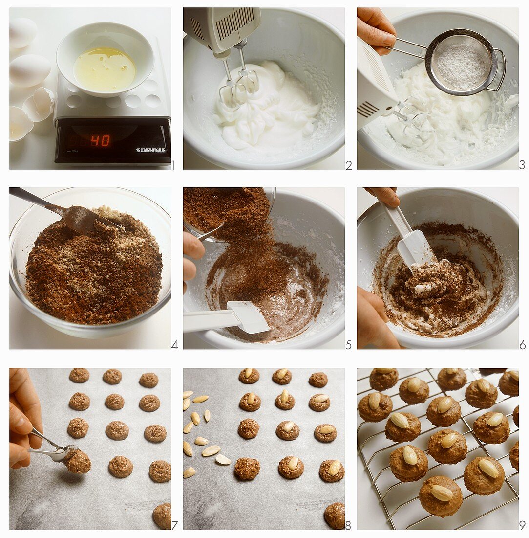 Baking chocolate almond macaroons