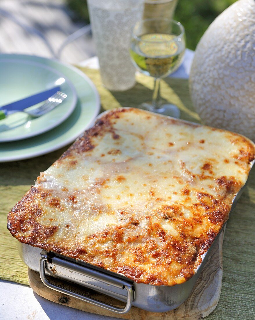 Mushroom, aubergine and pepper lasagne made with ricotta