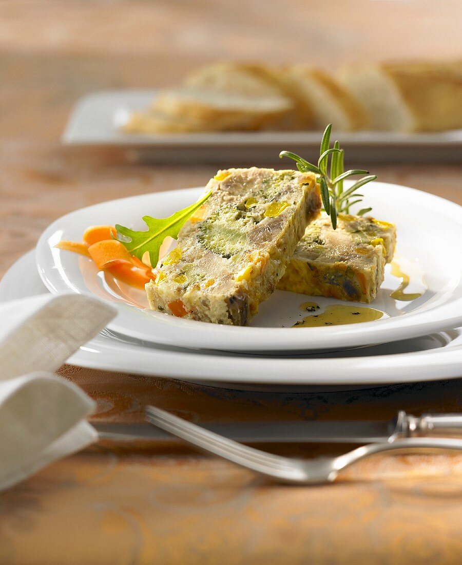 Vegetable and chestnut terrine with rosemary dressing