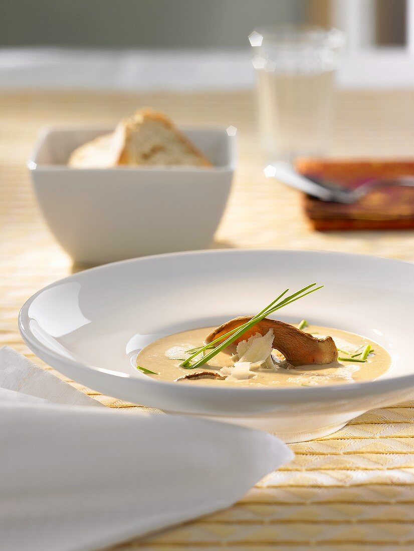 Cep and white wine soup with Parmesan