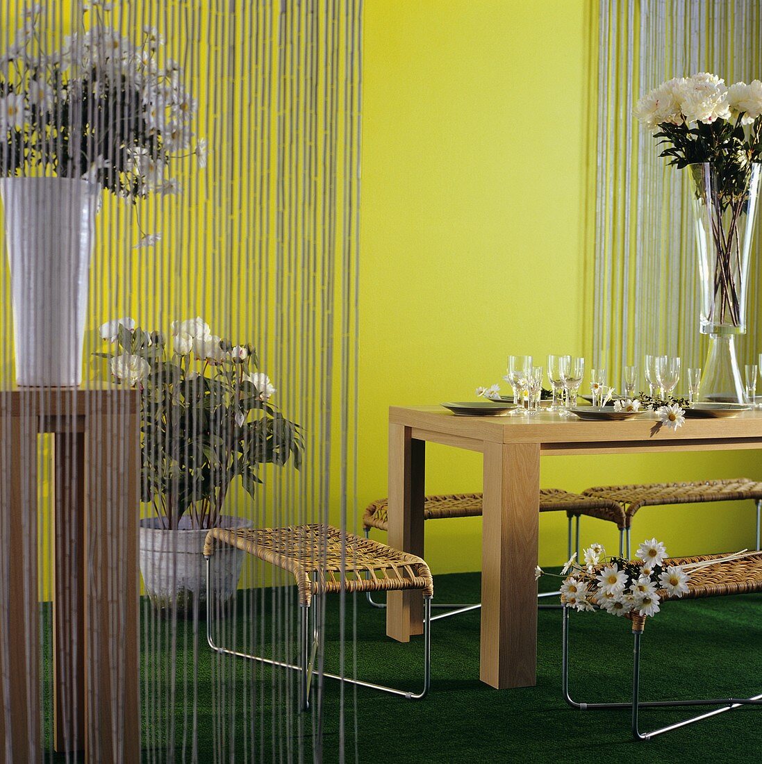 Laid table with floral decorations