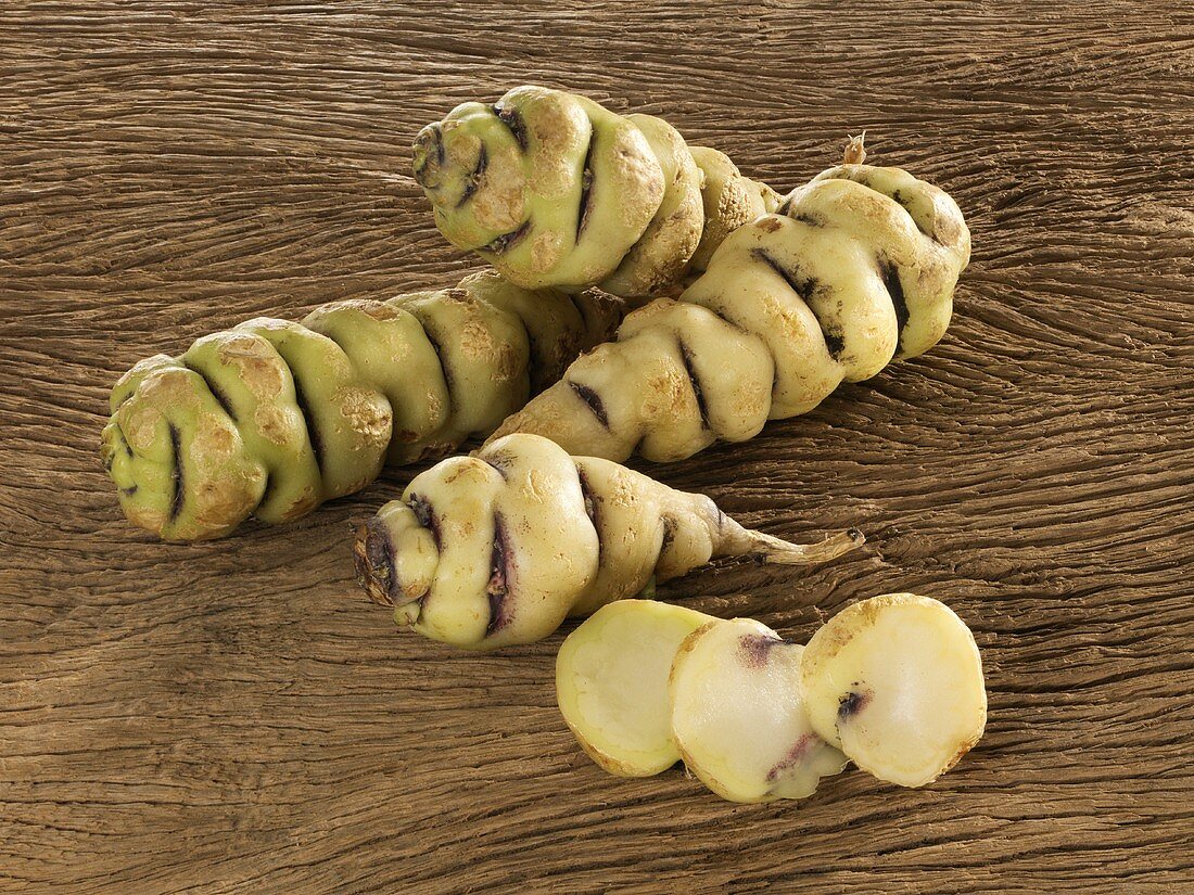 Cubio tubers (mashua, S. America), whole and sliced