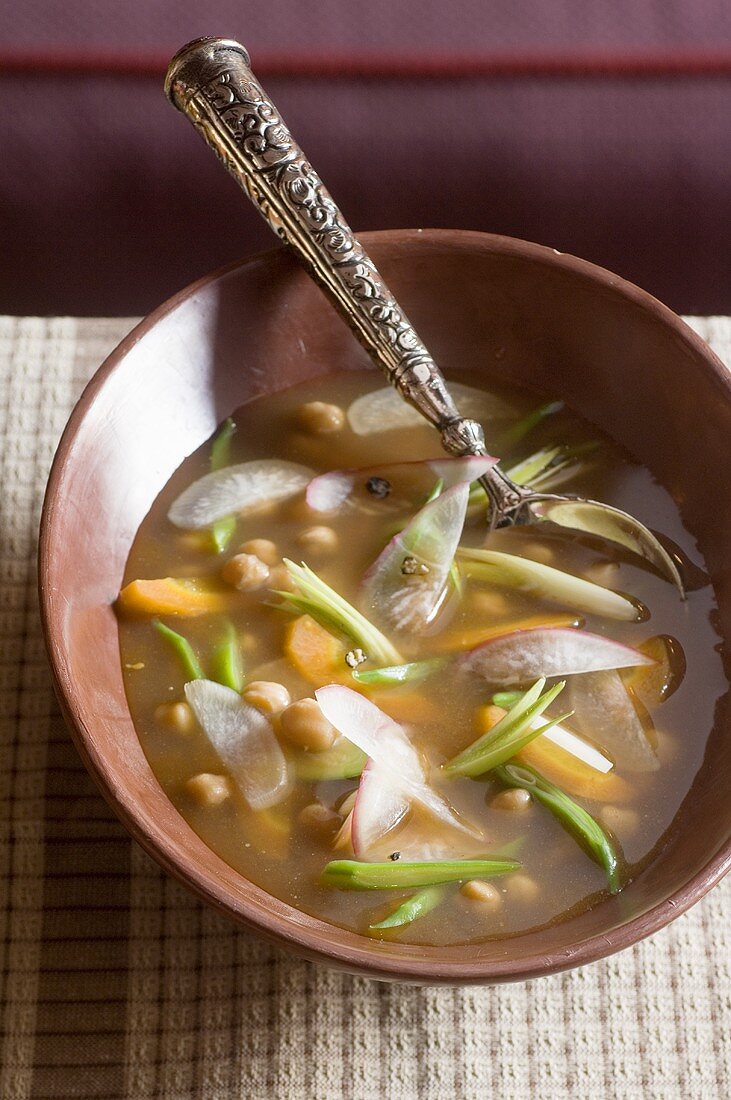 Vegetable harira with peas (Vegetable soup, Morocco)