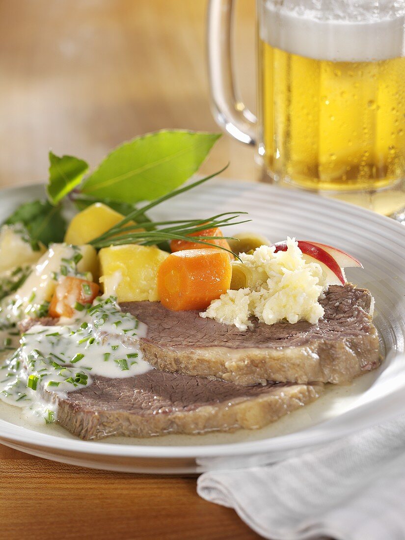 Viennese boiled beef with apple horseradish, chive sauce