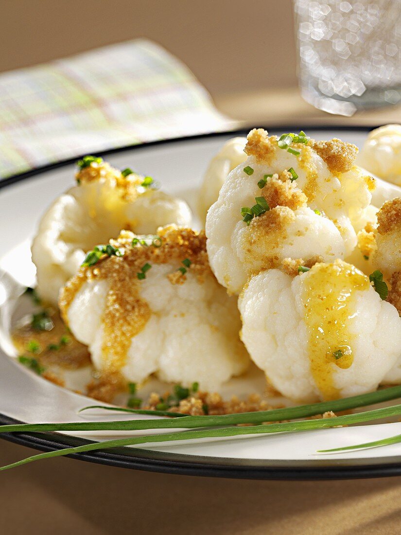Cauliflower with buttered breadcrumbs and chives