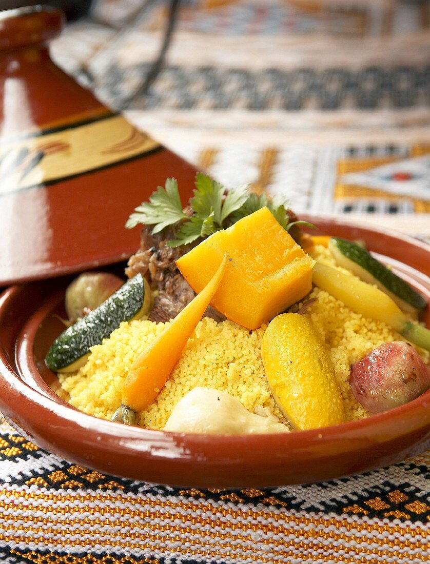 Lamb and couscous tajine with vegetables