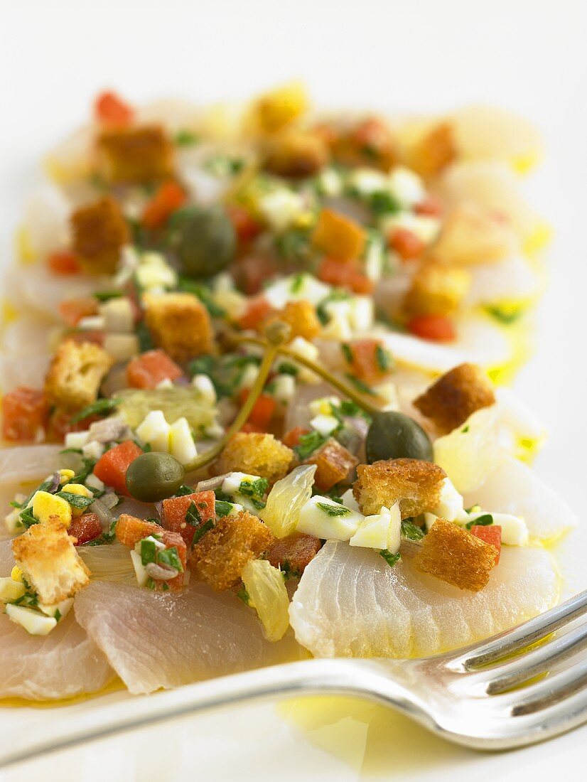 Sea bream ceviche with croutons