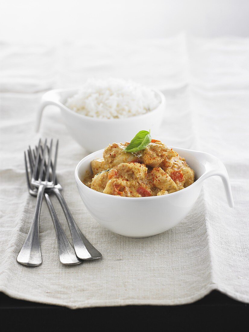 Coconut chicken with cardamom rice