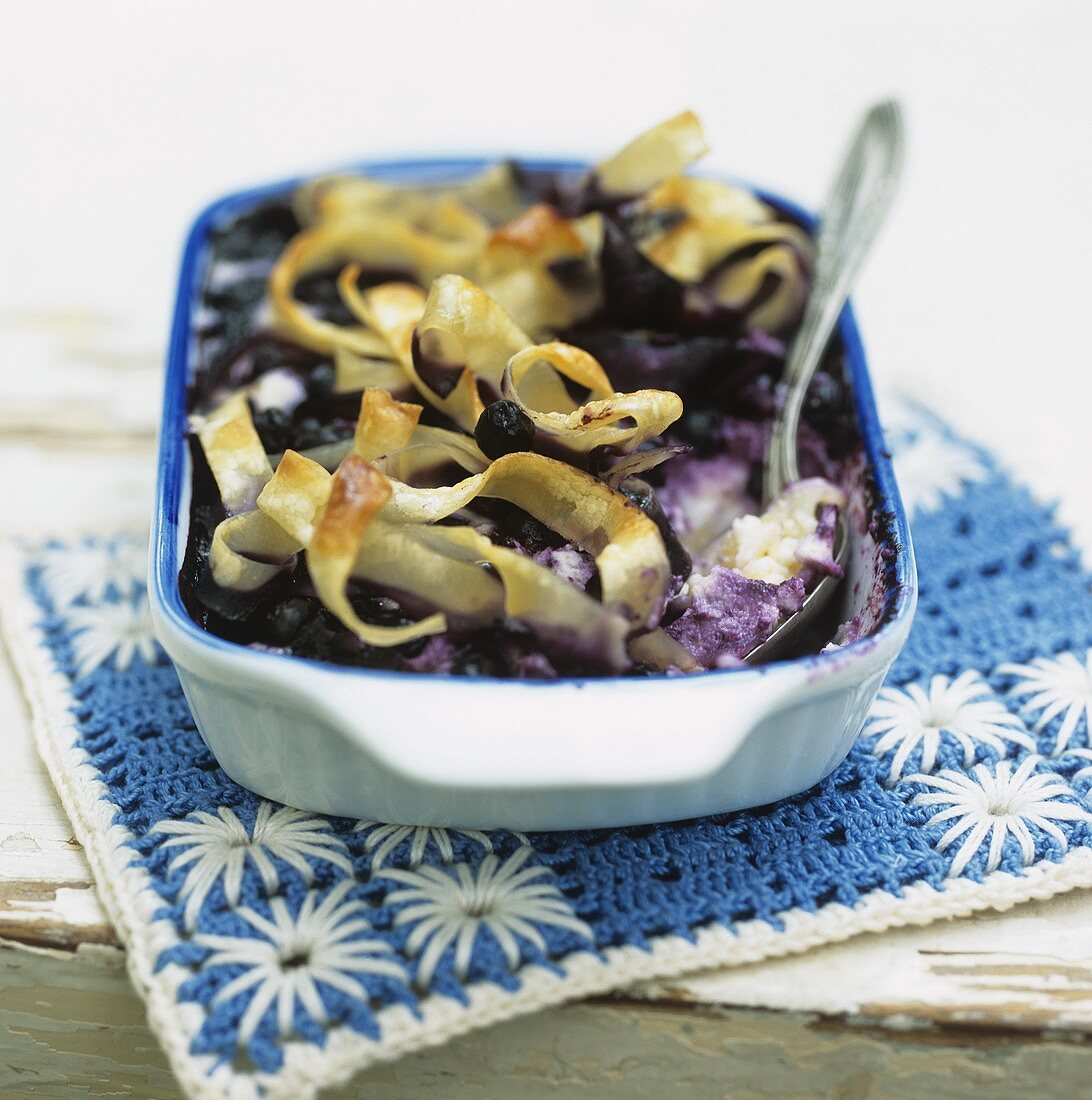 Blueberry pasta pudding