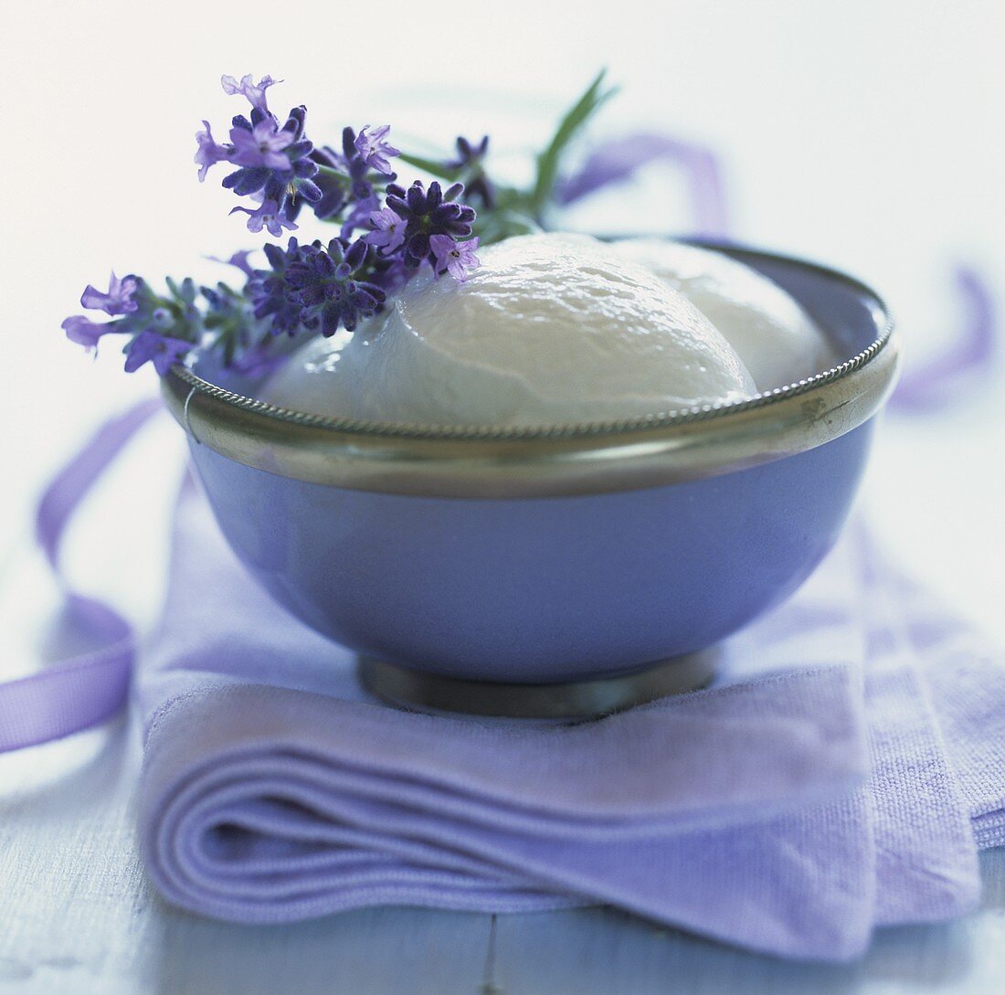 A bowl of lavender ice cream