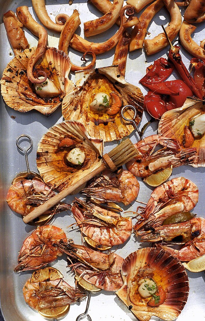 Seafood on a tray