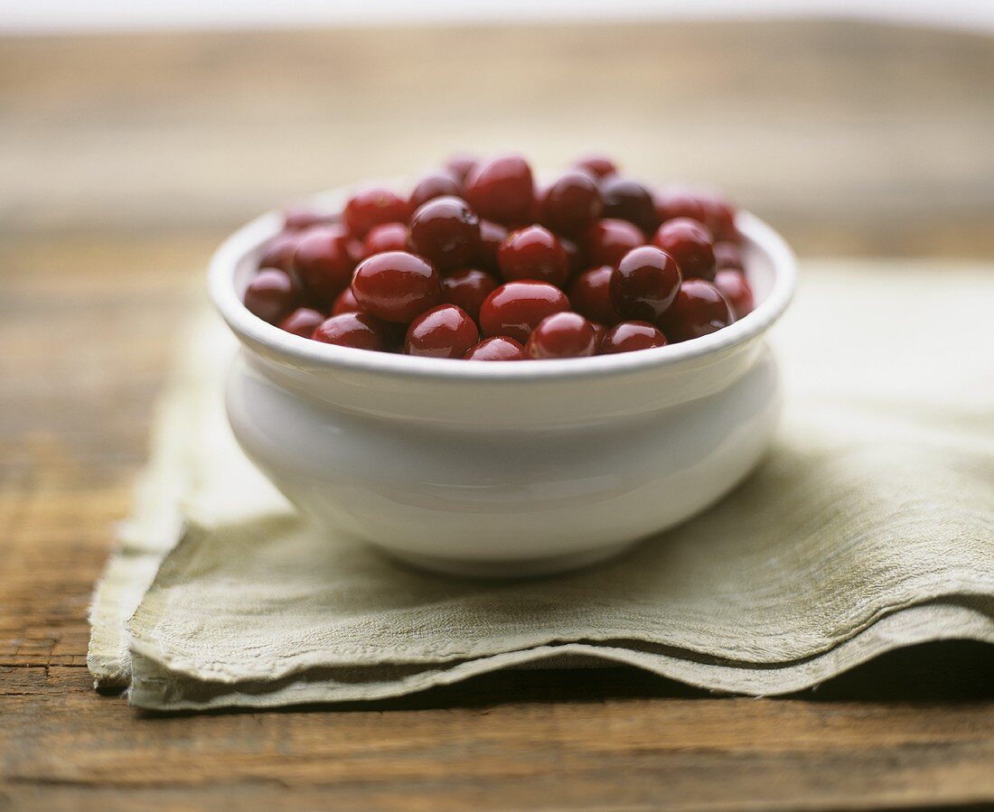 A small bowl of sour cherries
