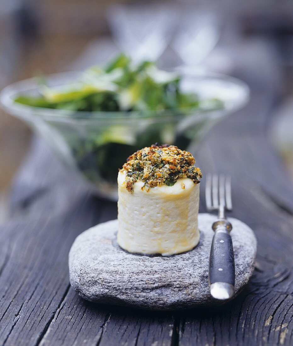 Baked goat's cheese with herb crust