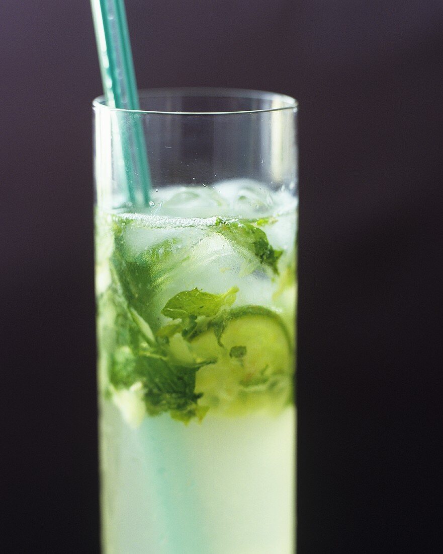 Cocktail made with ginger, mint and lime