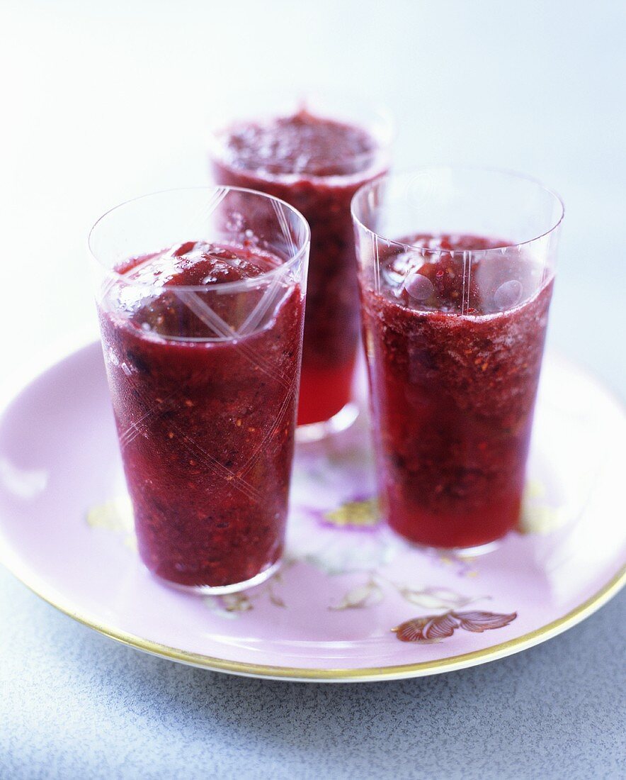 Three glasses of Frozen Berry Bellini
