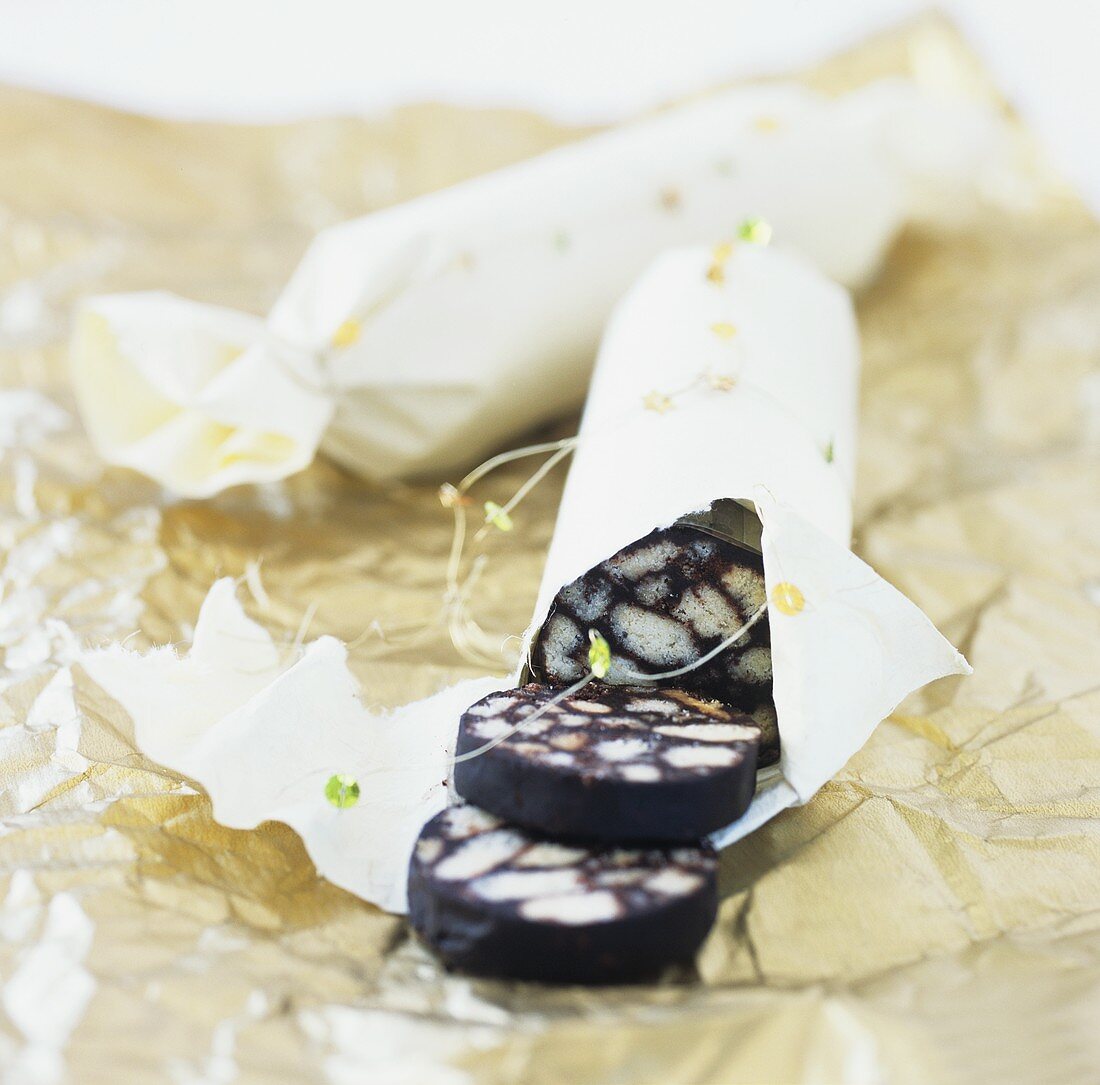 Gift-wrapped chocolate roll