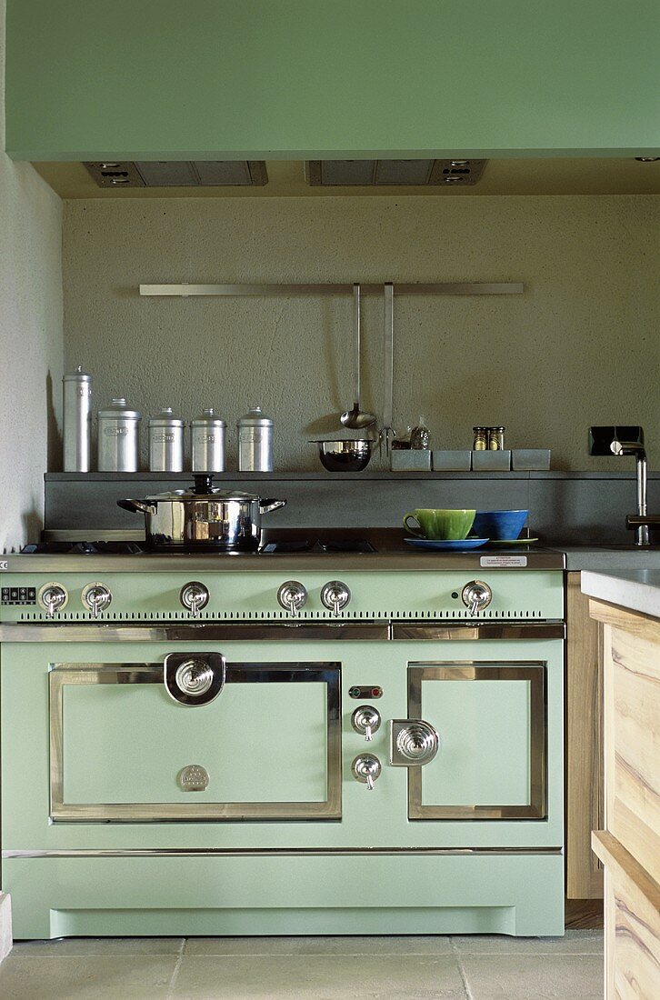 Modern turquoise kitchen in vintage style