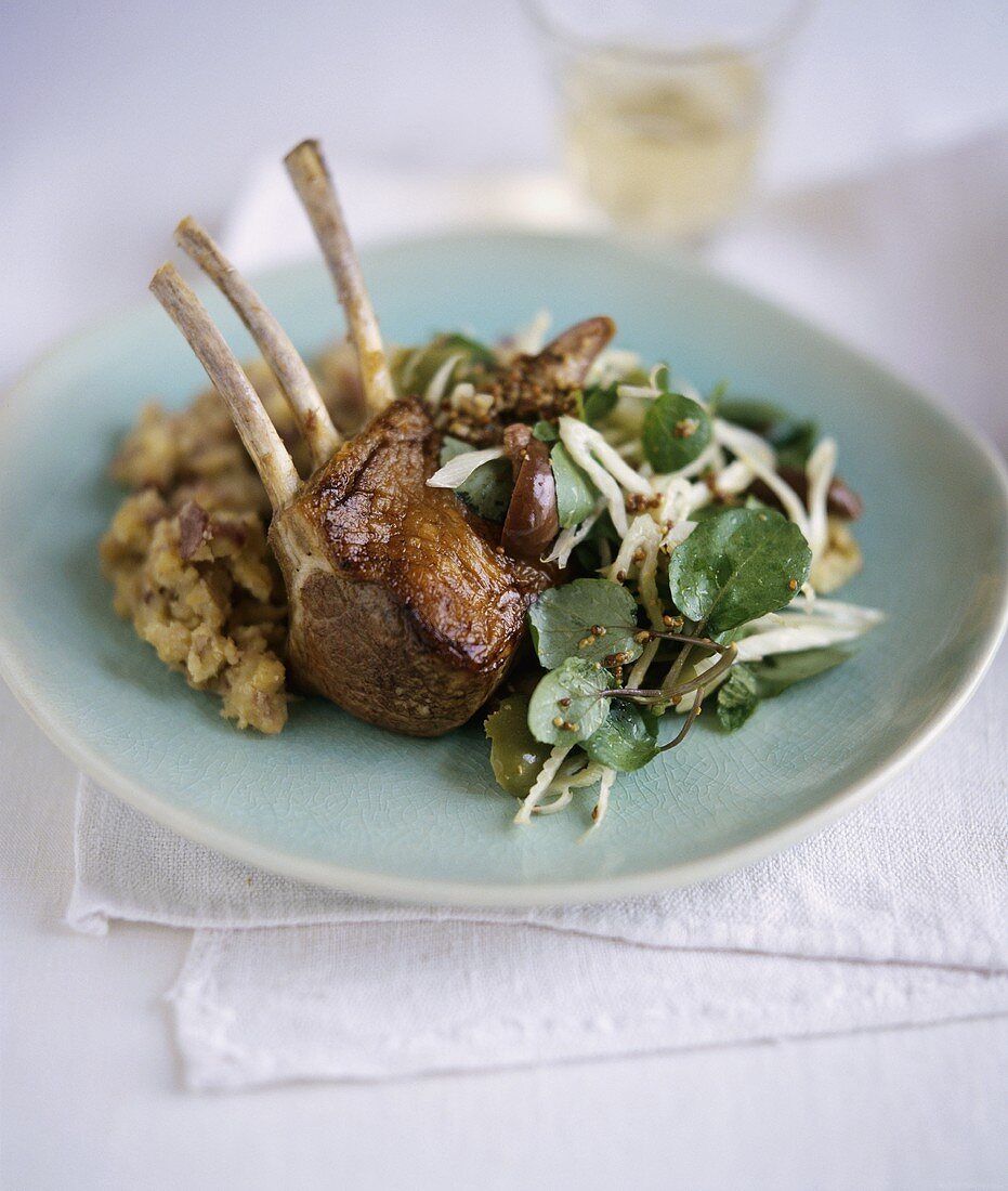 Rack of lamb with grape and fennel salad