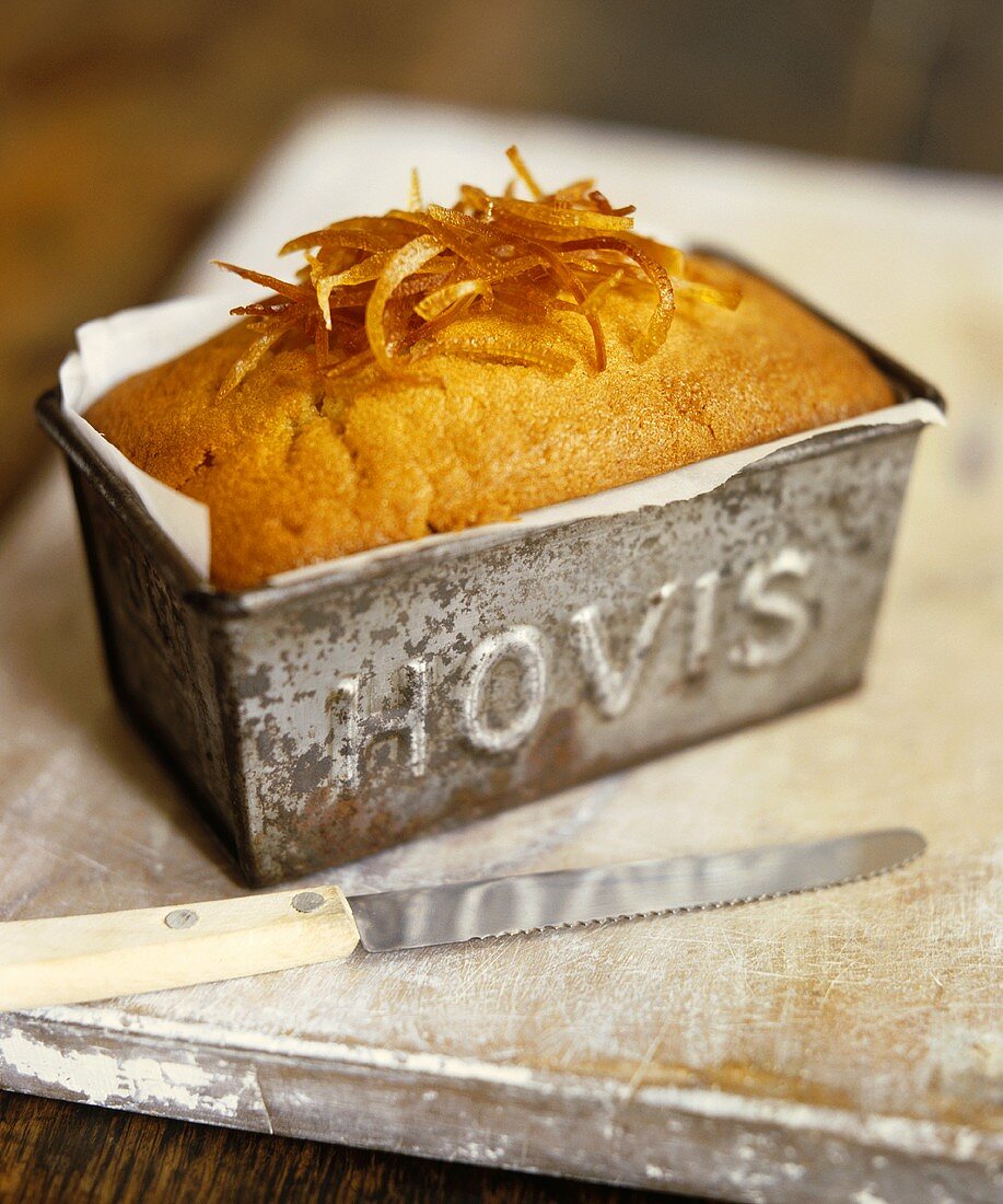 Orange cake in a loaf tin