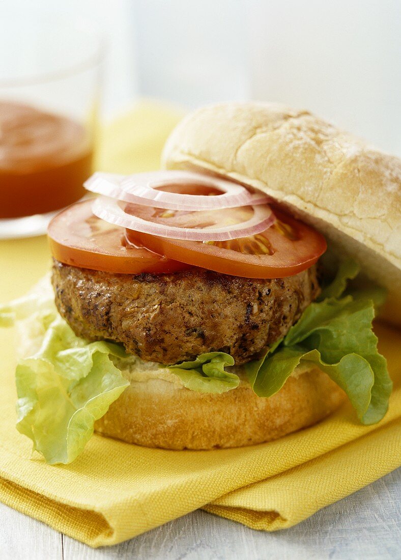 Burger with tomato and lettuce