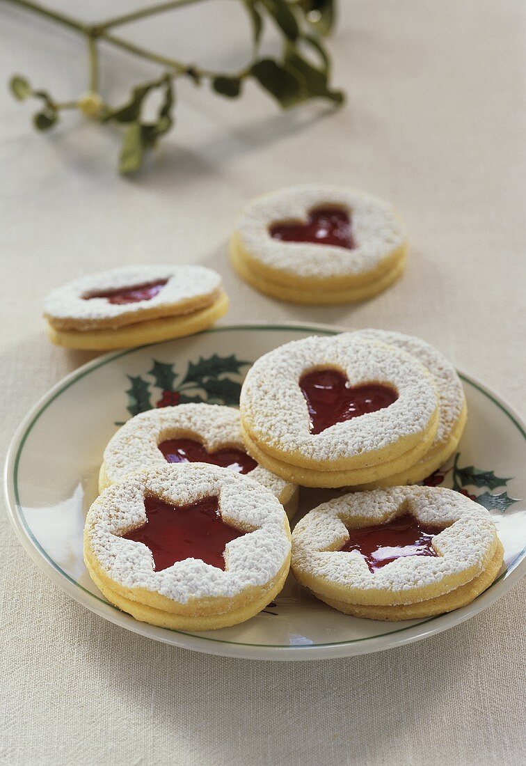 Jam biscuits on a plate