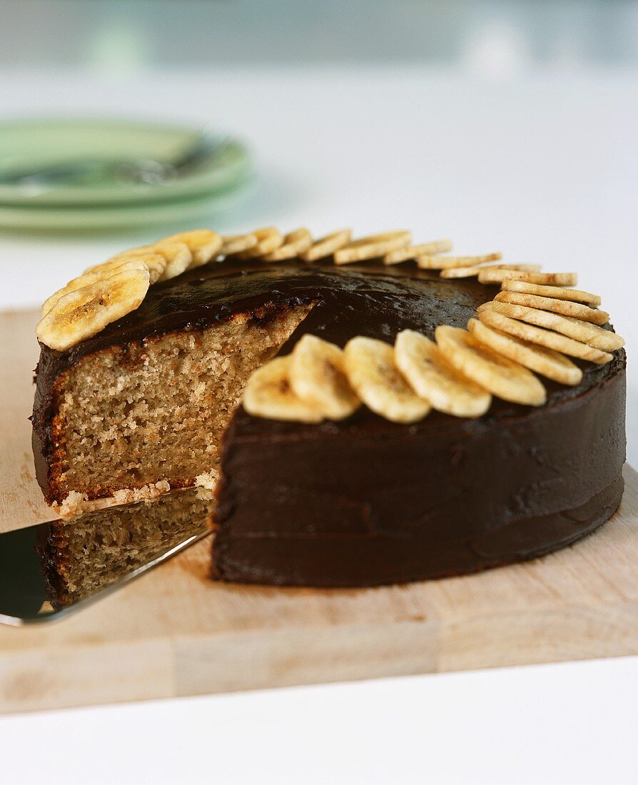 Banana cake with ganache