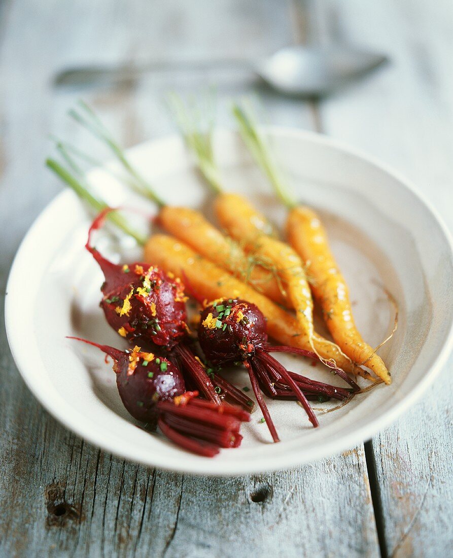 Baby carrots and beetroot