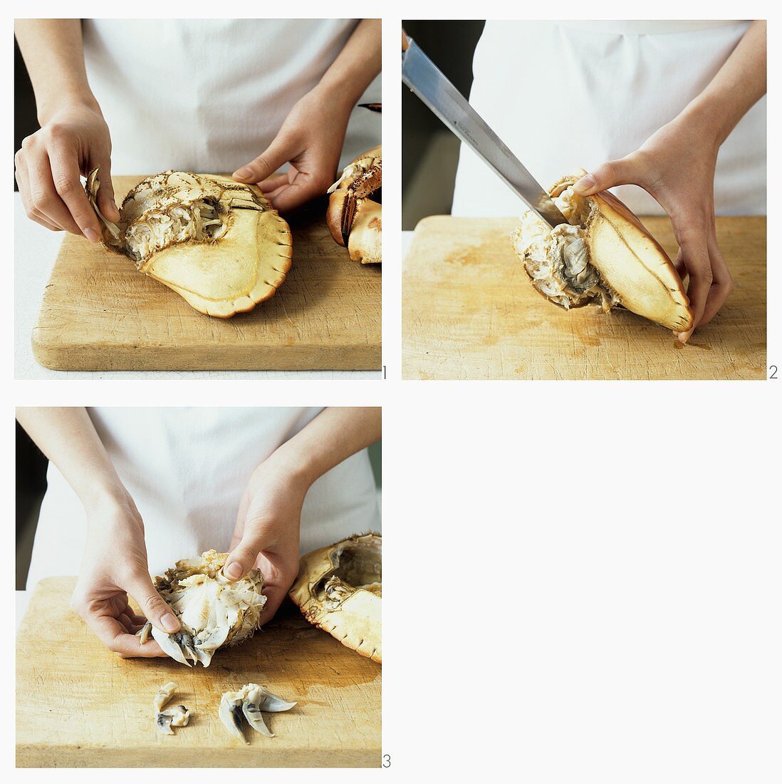 Removing crabmeat from the shell
