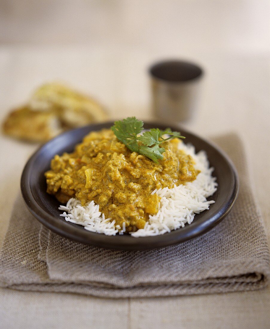 Turkey curry on a bed of rice