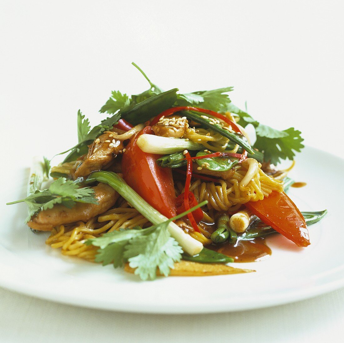 Oriental noodles with chicken and vegetables