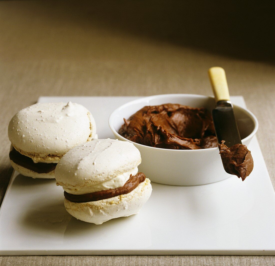 Macarons with a creamy chocolate-chestnut filling