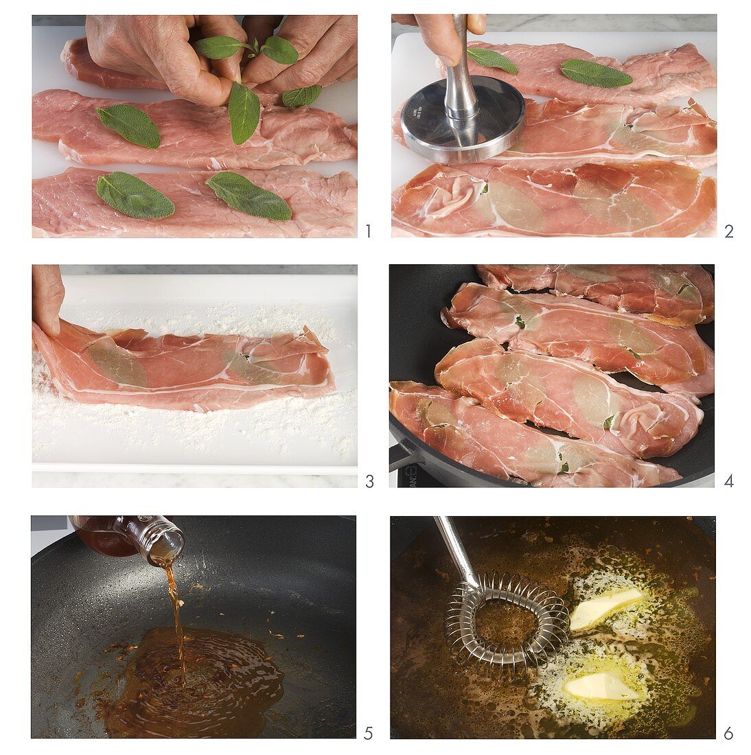 Preparing saltimbocca