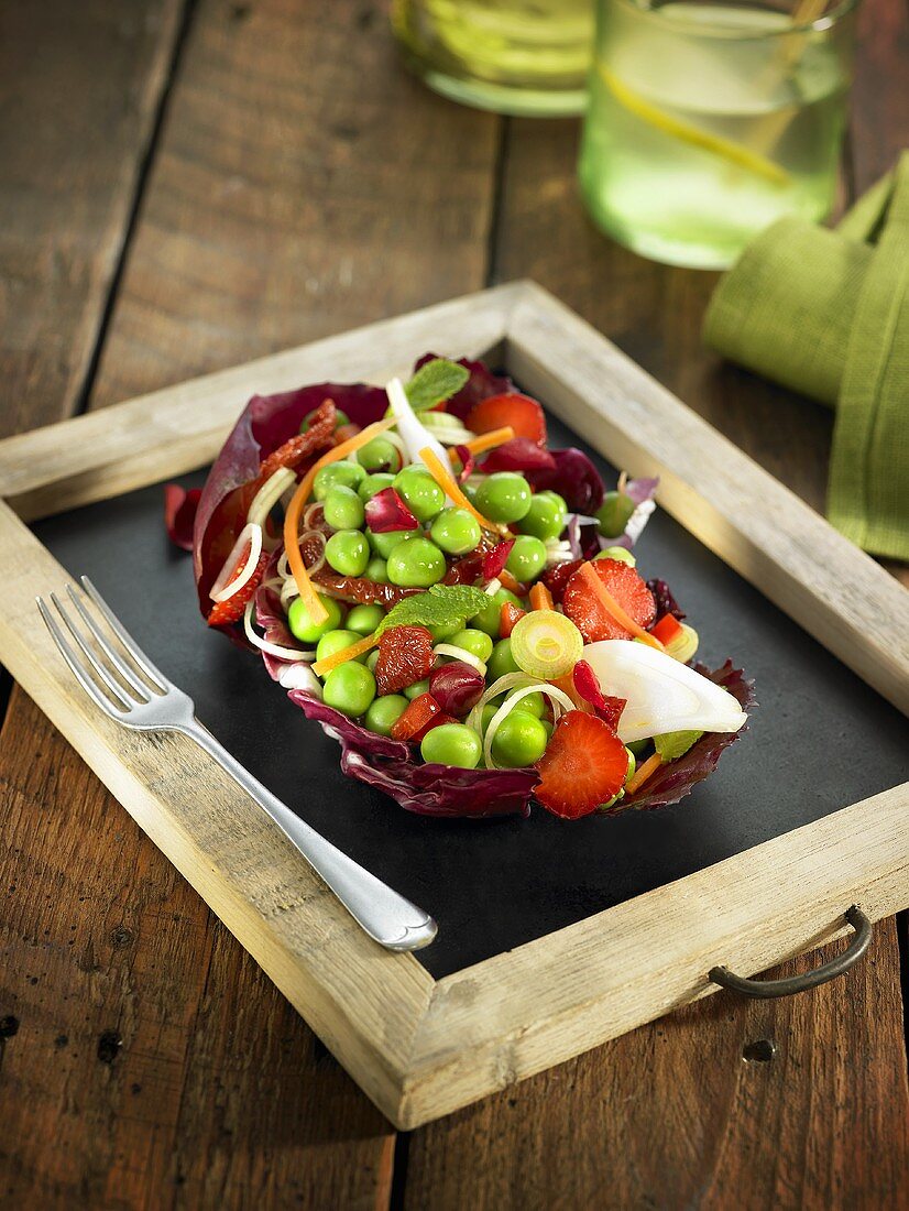 Pea salad with strawberries
